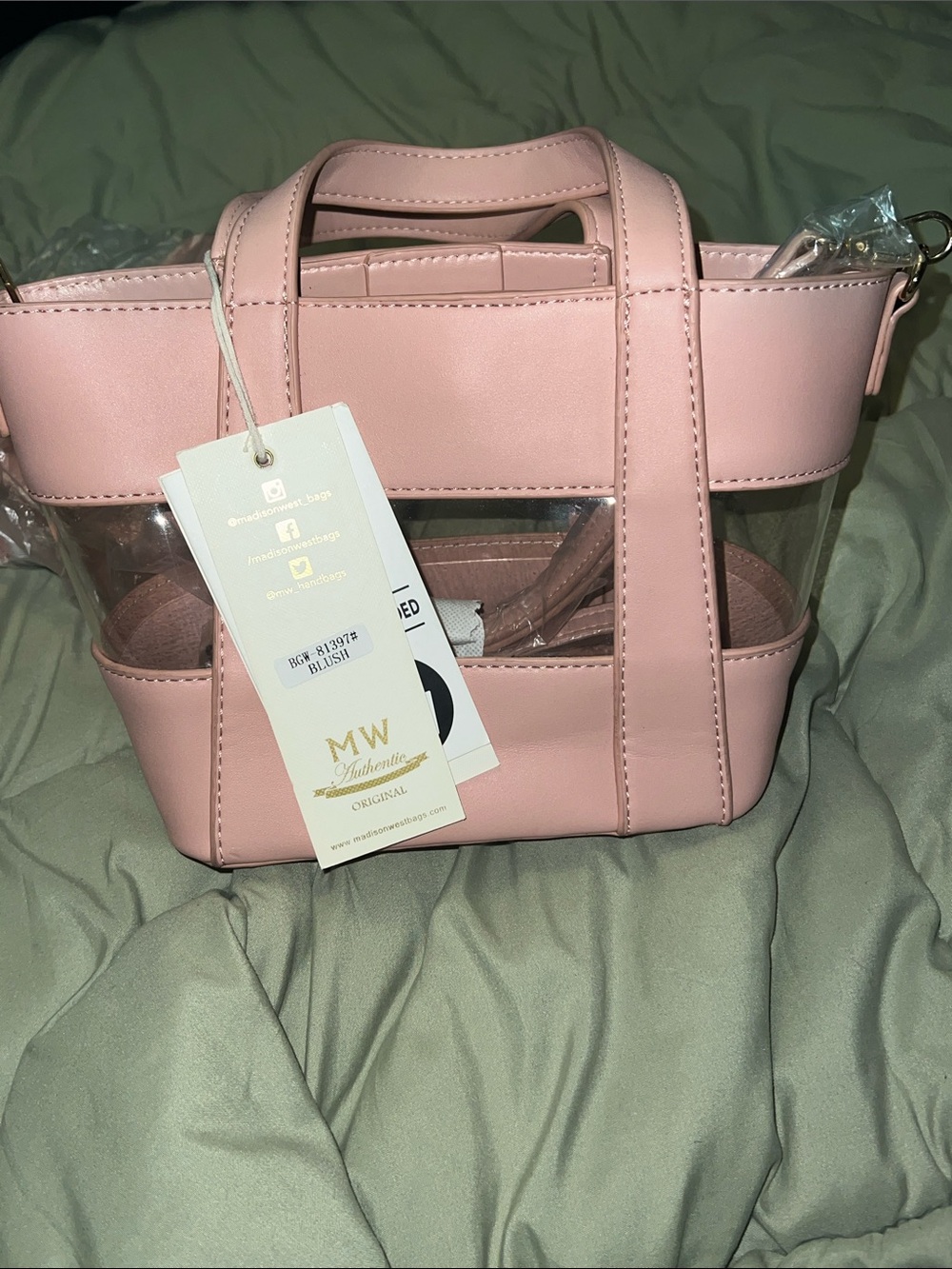 Madison West ballet pink Clear-Panel Crossbody Bag